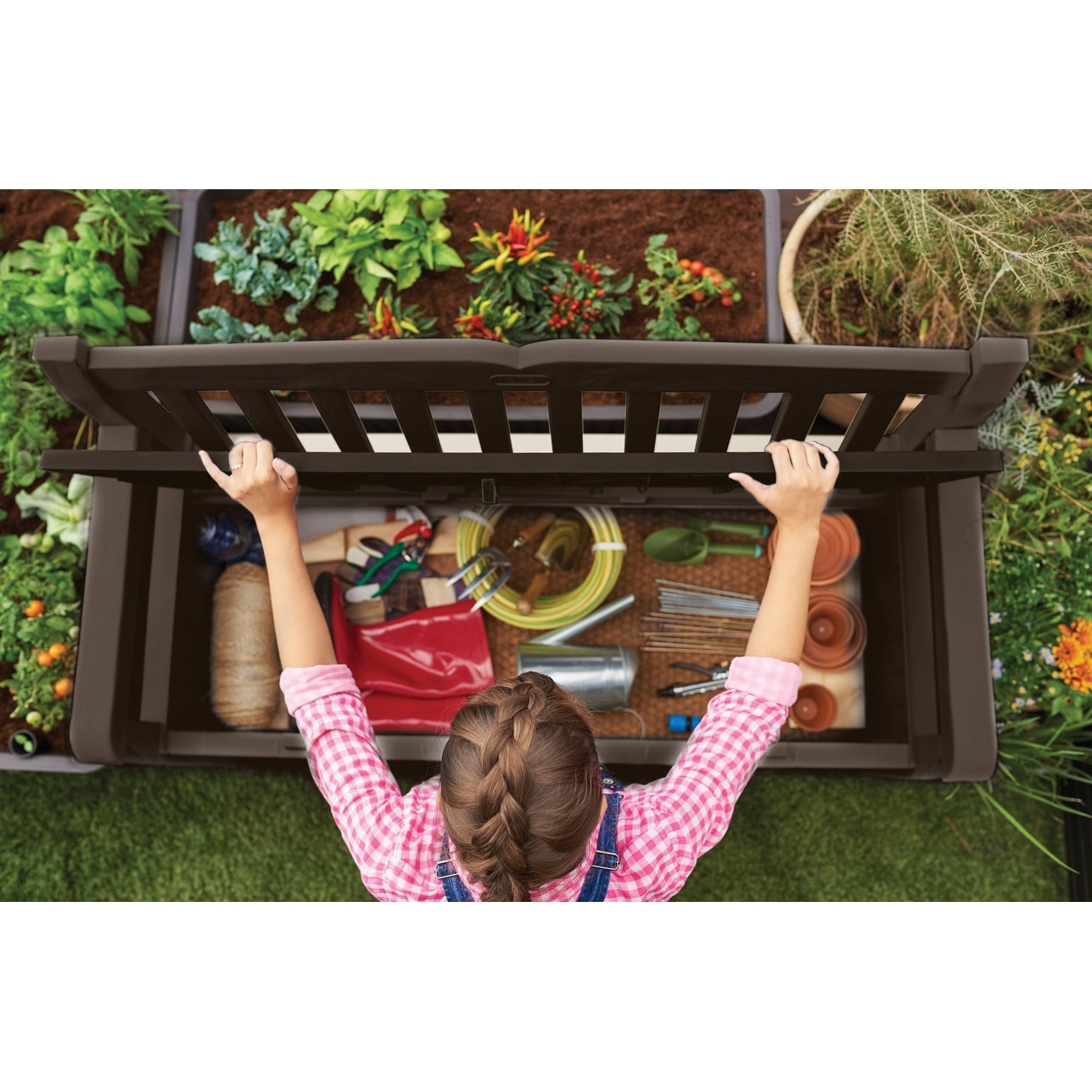 Keter Solana 70 Gallon Resin Elegant Outdoor Storage Deck Box and
