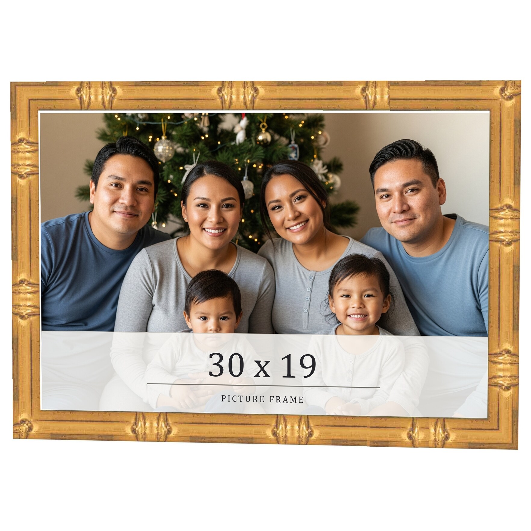 30x19 Frame Gold Bamboo Solid Wood Picture Frame | 1 Inch Moulding