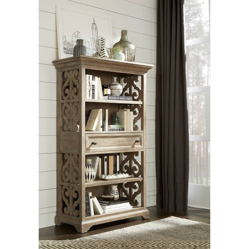 Magnussen Home Tinley Park Dove Tail Grey Bookcase - 40"W x 19.5"D x 68"H - Wood Finish - Dove Tail Grey