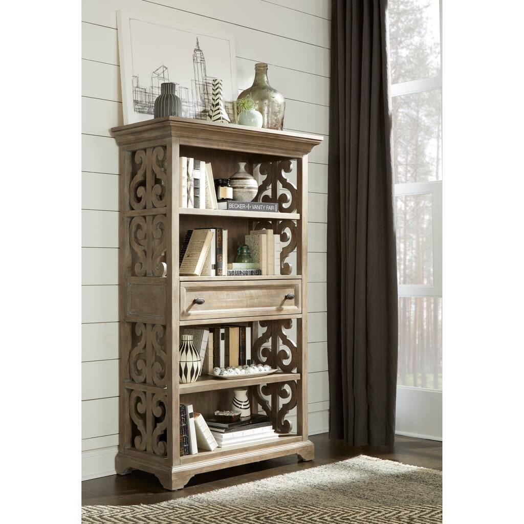 Magnussen Home Tinley Park Dove Tail Grey Bookcase - 40"W x 19.5"D x 68"H