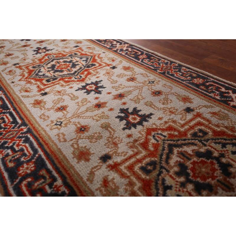 Geometric Heriz Serapi Oriental Runner Rug Handmade Wool Carpet - 2'7"x 8'0"