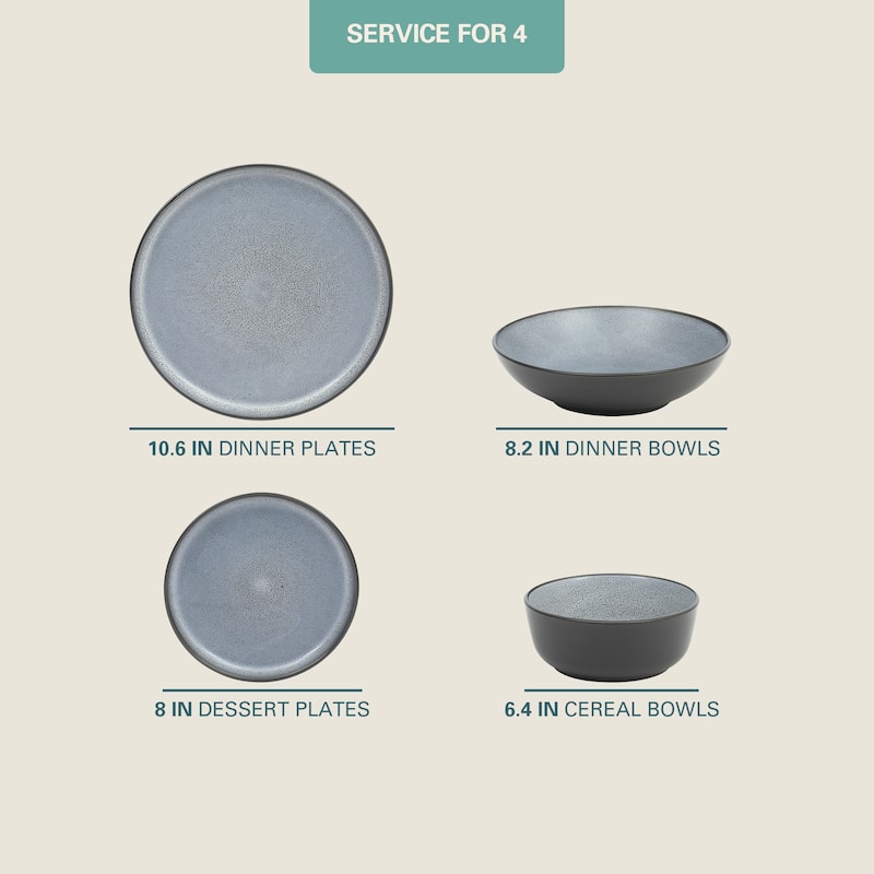 Gibson Elite Tribeca Loft 16-Piece Dinnerware Set - Modern Rustic Tableware for 4, Dishwasher & Microwave Safe