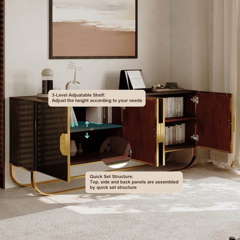 Clihome Furniture Wood 4-Door Accent Cabinet