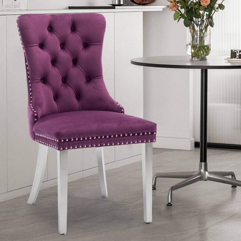 Tufted Naliheads Solid Wood Upholstered Dining Chairs (Set of 2)