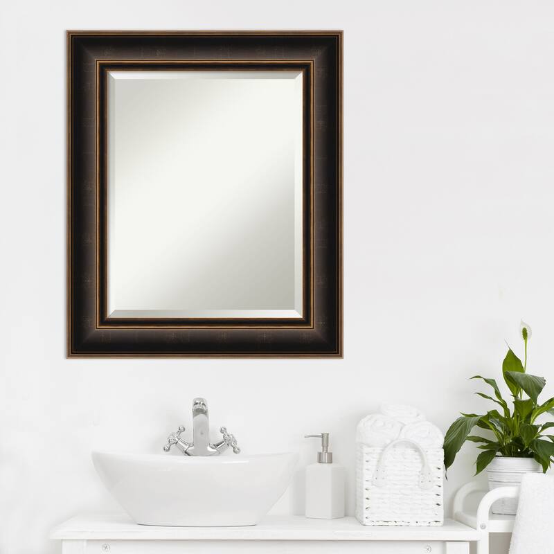 Villa Oil Rubbed Bronze Beveled Wood Framed Bathroom Vanity Wall Mirror - Villa Oil Rubbed Bronze