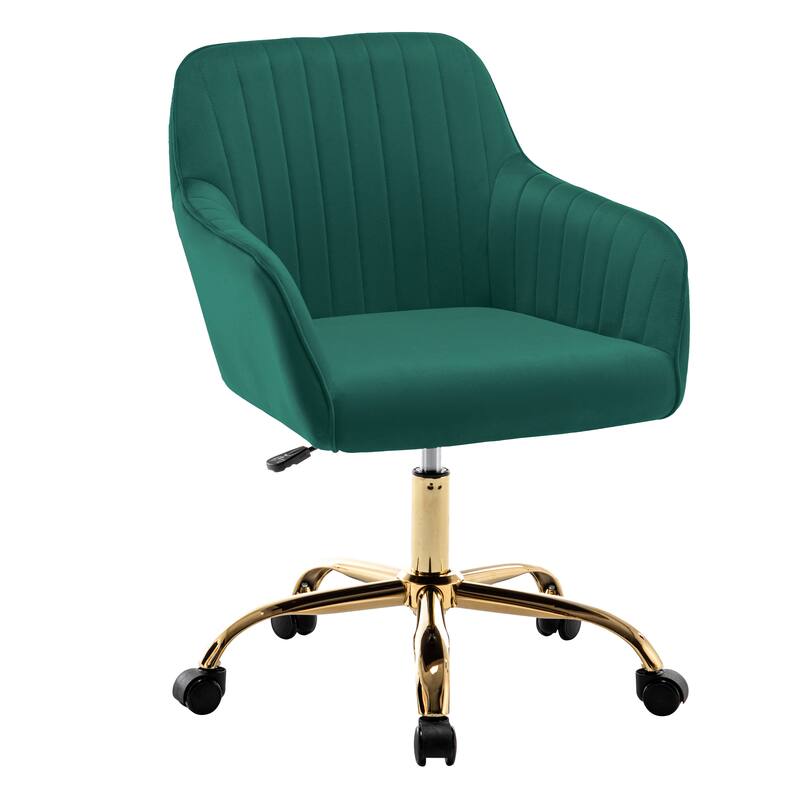 Porthos Home Belen Adjustable Office Chair, Velvet, Gold Metal Legs
