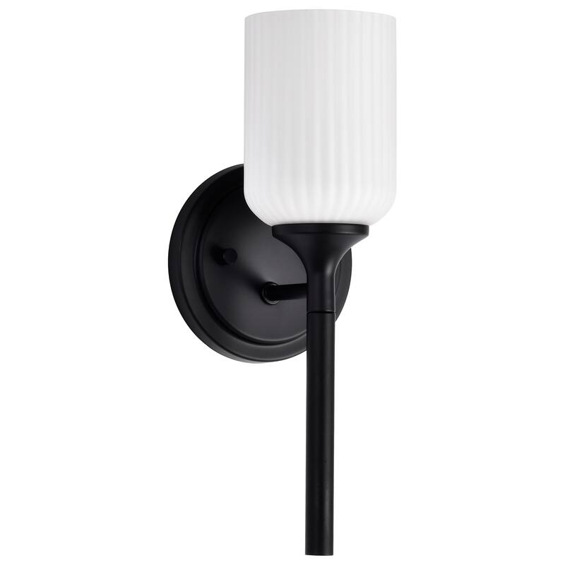 Solara 1 Light Wall Sconce Matte Black Finish Frosted Ribbed Glass - Matte Black