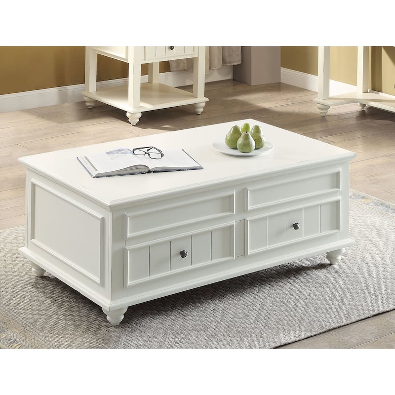 Wooden Coffee Table with Lift Top in White Washed