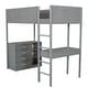 preview thumbnail 10 of 18, Twin Size Teddy FleeceLoft Bed Wood Bed,Storage Shelf, Drawers, and Desk,Convertible Desk,Soft Padding and Plush Fabric,Gray