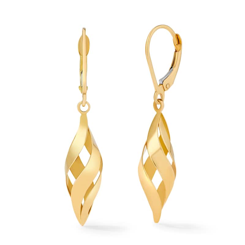 Clover 14K Yellow Gold High-Polish Twisted Drop Earrings