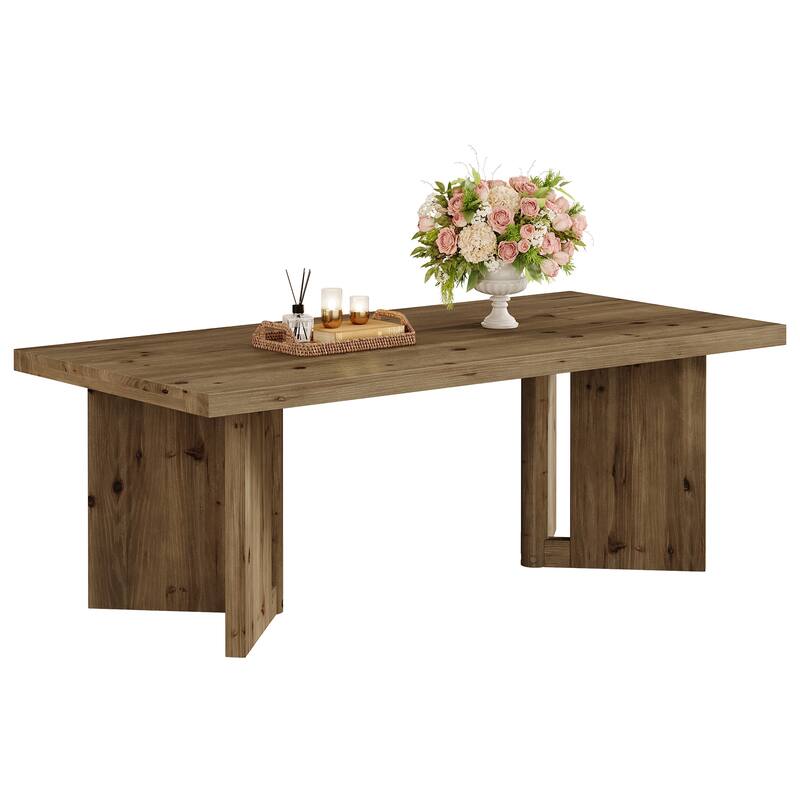 Farmhouse Solid Wood Rectangle Coffee Table, Living Room Center Tea Accent Table