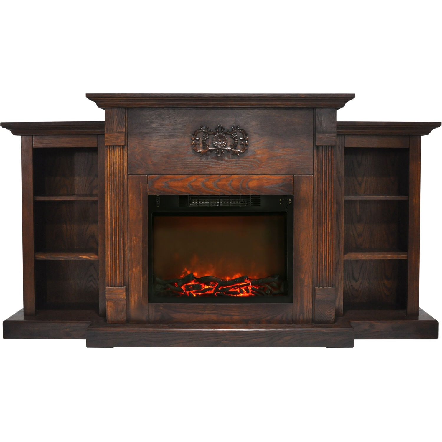 Hanover Classic Walnut 72-inch Bookshelf Electric Fireplace