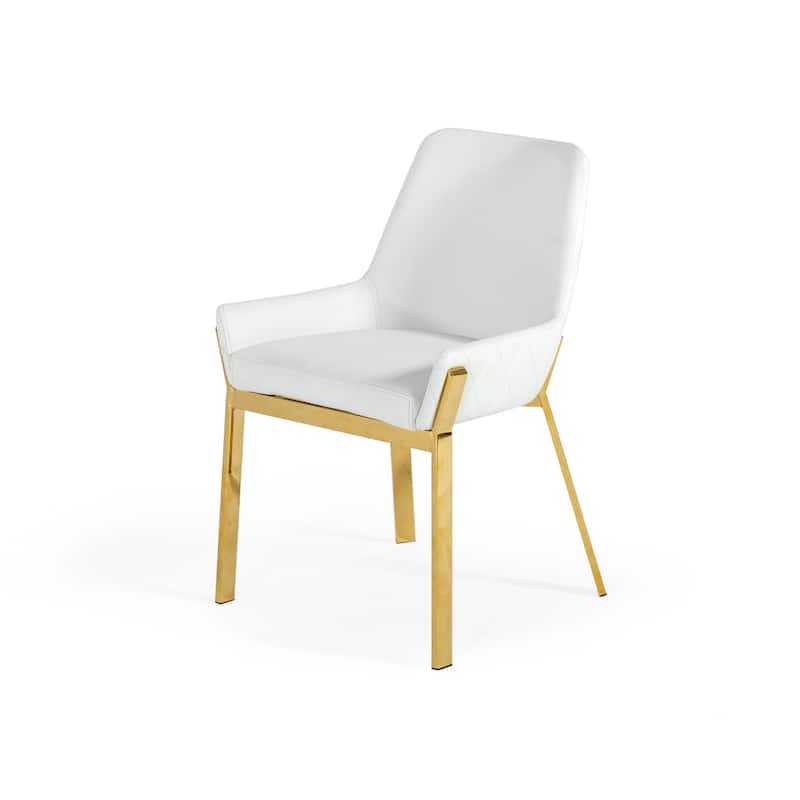 Modrest Ganon Modern White & Gold Dining Chair