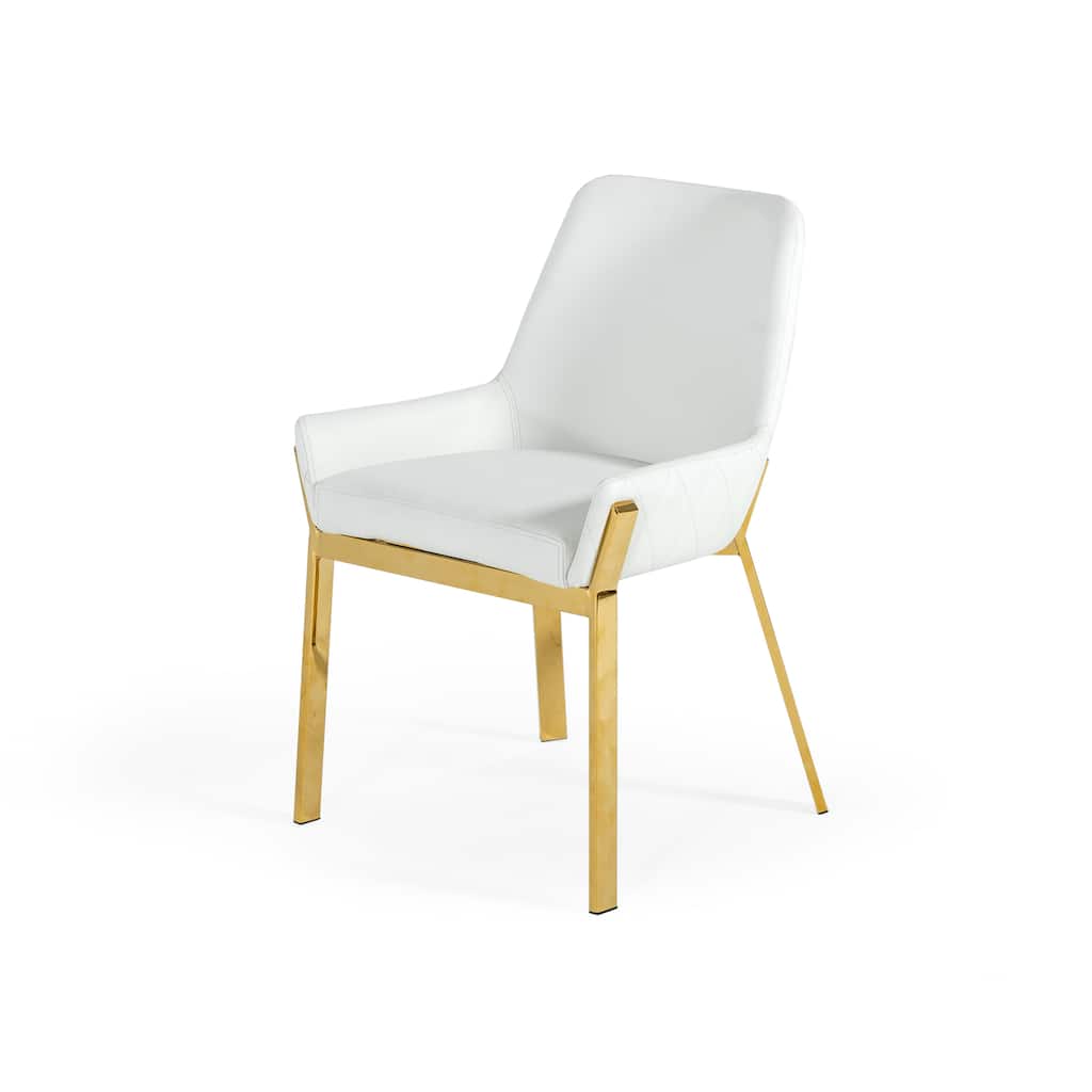 Modrest Ganon Modern White & Gold Dining Chair