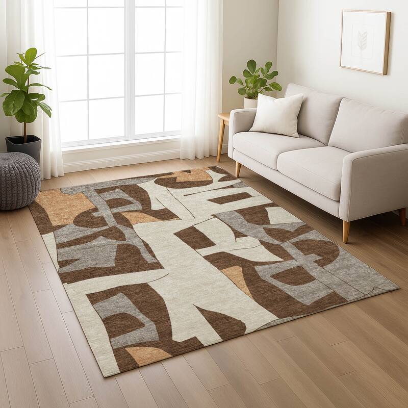 Machine Washable Indoor/ Outdoor Modern Crestone Chantille Rug