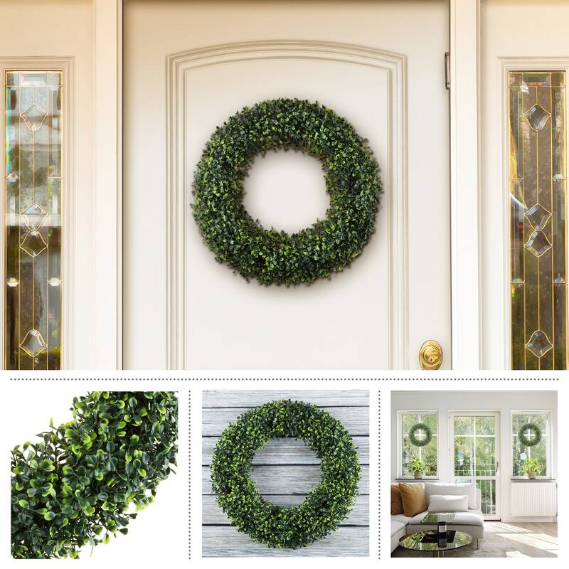 Artificial Boxwood Wreath and Storage Bag Set by Pure Garden