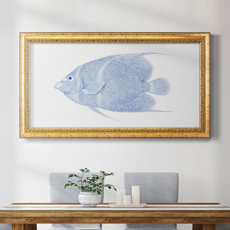 Blue & White Tropical Fish V Premium Framed Canvas- Ready to Hang