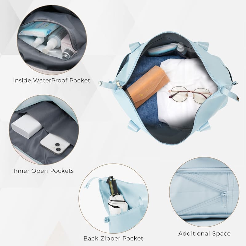 5-Piece, 20-Inch Modern Hard Shell Luggage with USB Port and Spinner Wheels, for Boarding Travel, Blue