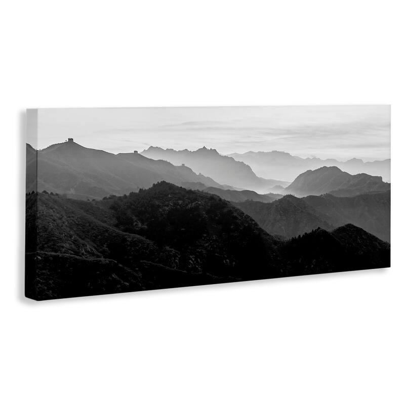 Stupell Misty Sky Open Mountain Landscape Black White Photography Canvas Wall Art