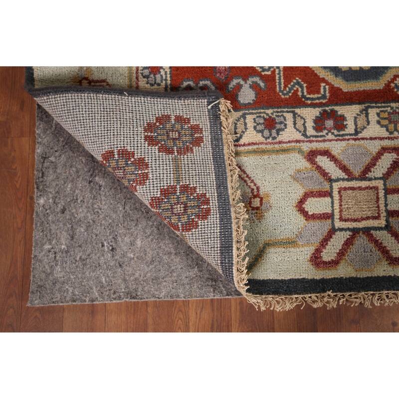 Blue Geometric Heriz Serapi Indian Area Rug Handmade Wool Carpet - 8'0"x 9'9"