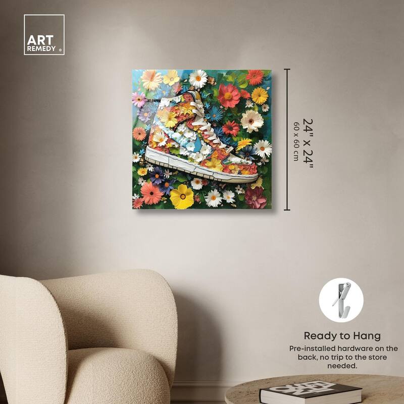 Painted in Floral Sneaker Acrylic by Art Remedy, Ready to Hang