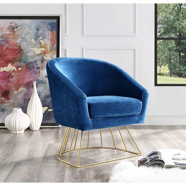 Inspired Home Sabrina Velvet Accent Chair With Metal Base Overstock 20248844