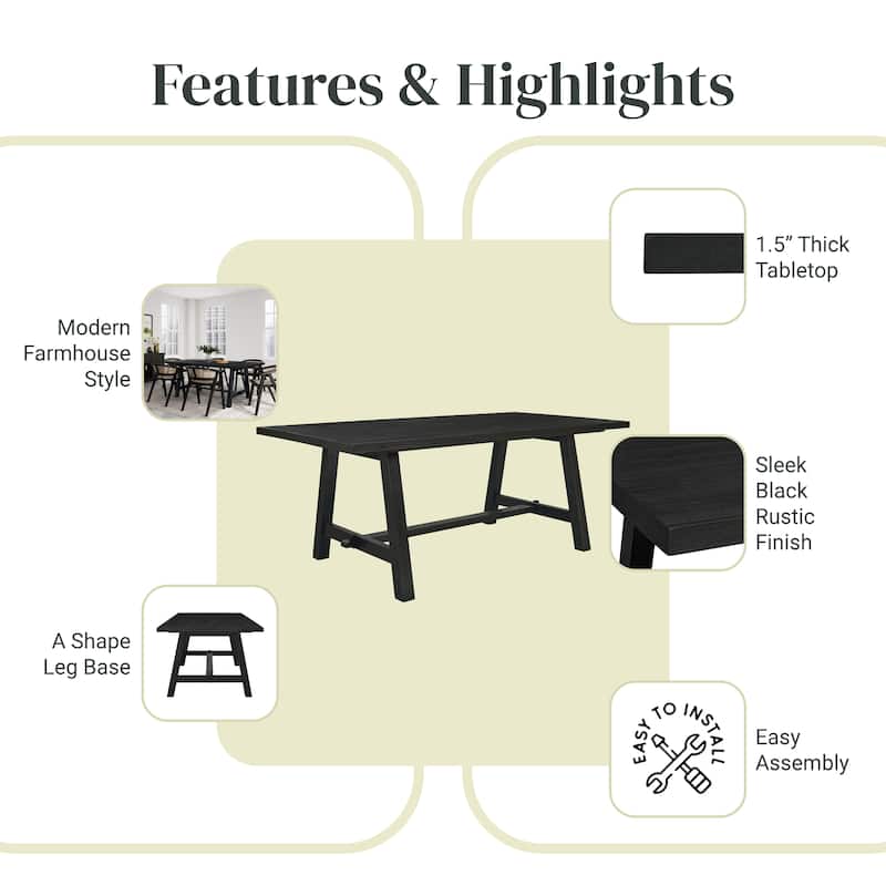 NPD Furniture Bedford 79 Inch Rectangular Dining Table A Base