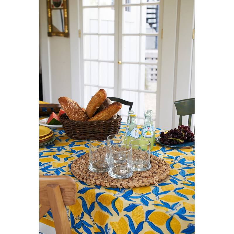 Couleur Nature Lemon Tree Tablecloth - Blue/Yellow - 71" x 142"