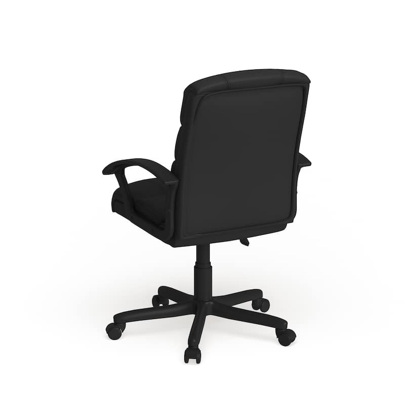 Mid-Back LeatherSoft Swivel Office Chair with Accent Divided Back and Arms