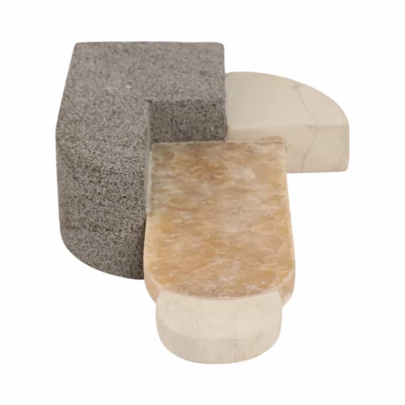 Marble and Stone Abstract Sculpture - Home Decor, Handcrafted Accent, 13", Multi-Color - 7" x 3" x 13"