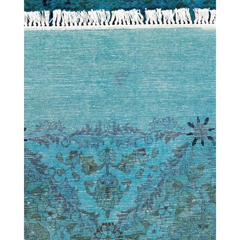 Fine Vibrance, One-of-a-Kind Hand-Knotted Area Rug - Blue, 8' 1" x 8' 1" - 8' 1" x 8' 1"