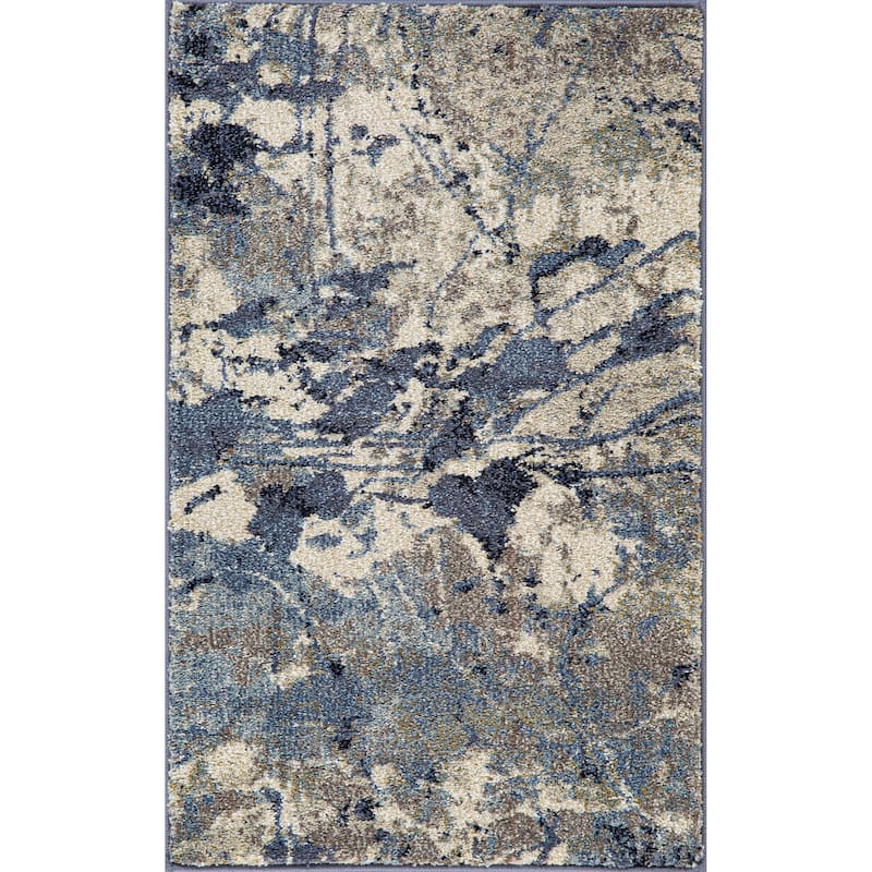 Olympia Collection Blue/Gray Abstract Transitional Design Area Rug - 5'2'' X 7'7''
