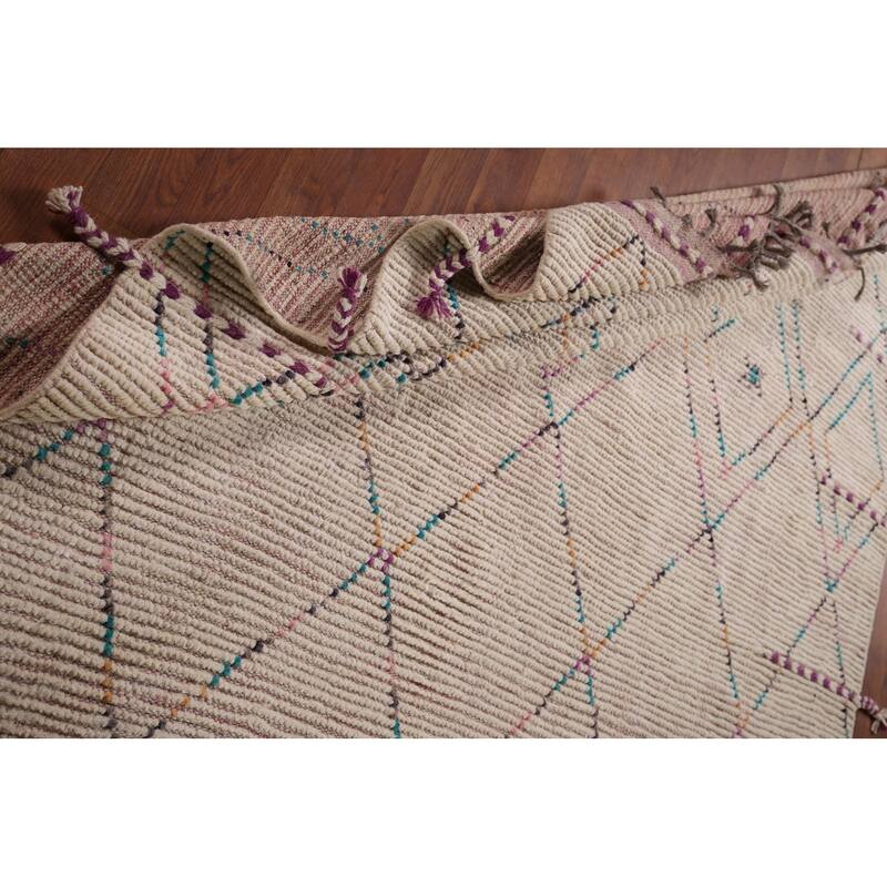 Trellis Moroccan Area Rug Hand-Knotted Tribal Wool Carpet - 5'8"x 9'7"