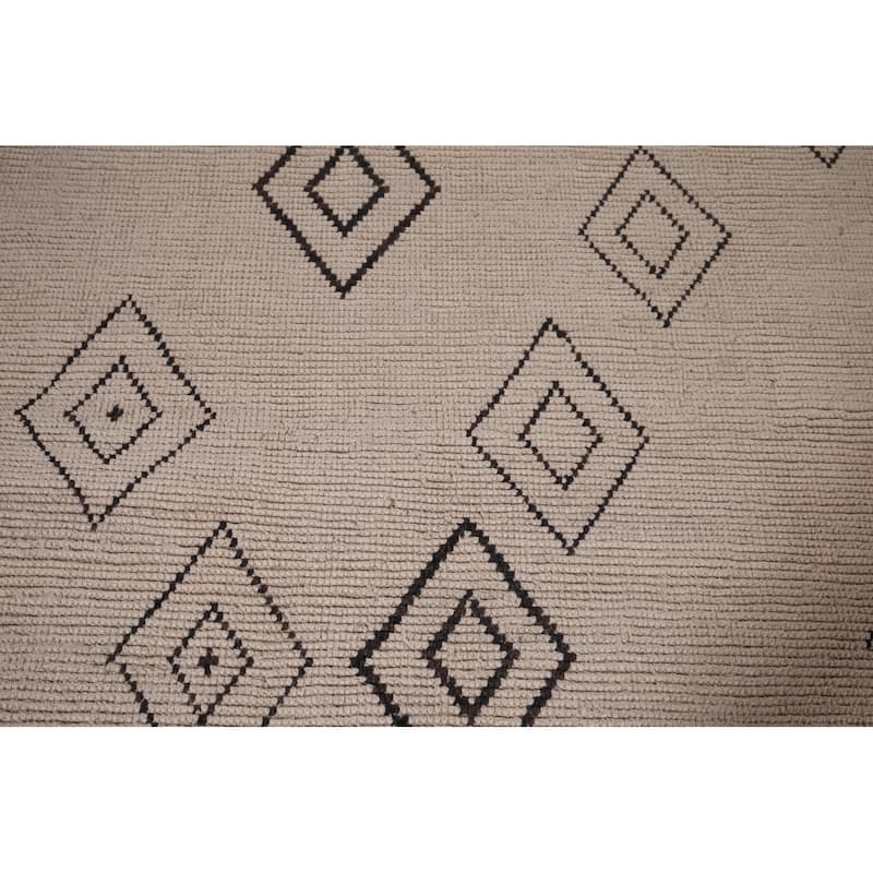 Geometric Moroccan Oriental Large Area Rug Hand-Knotted Wool Carpet - 9'9"x 14'5"