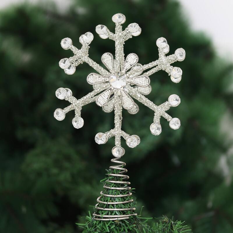 Novica Handmade Sparkling Snowflake Beaded Tree Topper