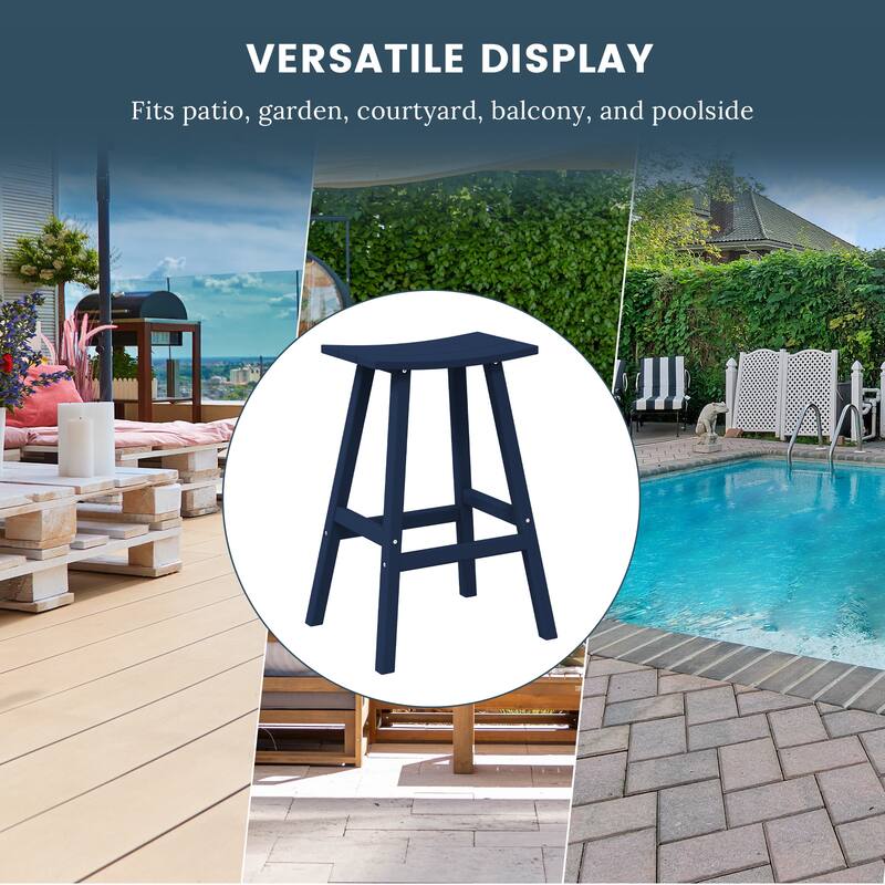 Laguna Hdpe All Weather Outdoor Patio 29" Saddle Seat Bar Stool (Set Of 3)