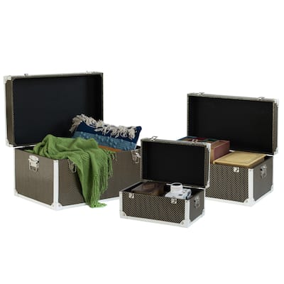 Faux Leather Storage Trunk Set of 3