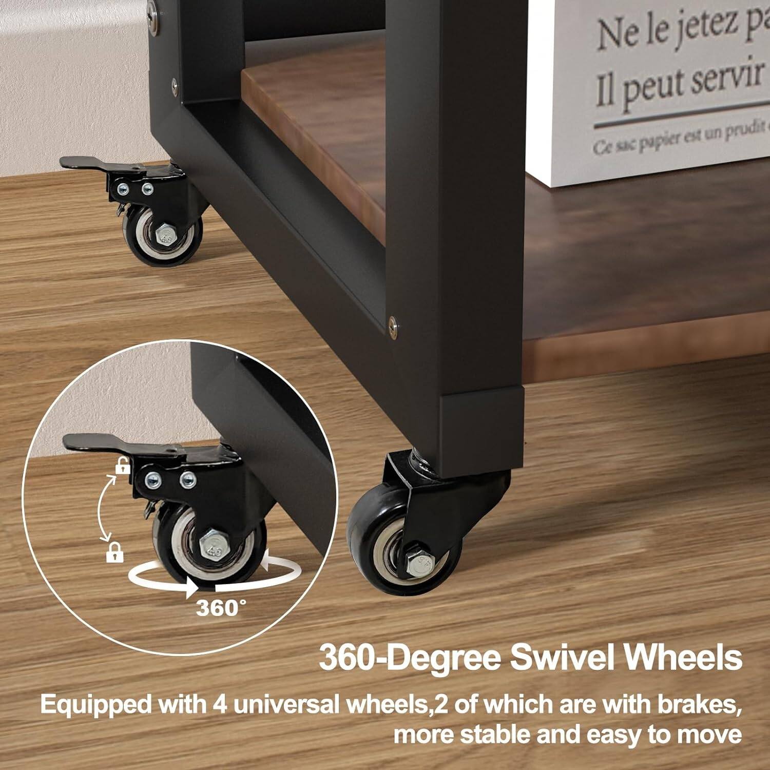 3 Tier Movable Printer Stand,Fax Machine Scanner Adjustable Storage