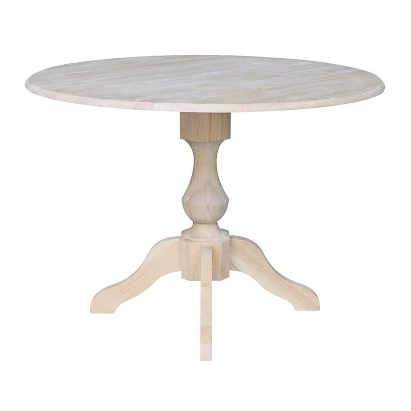 42" Round Top Dual Drop Leaf Pedestal Table - Unfinished - N/A