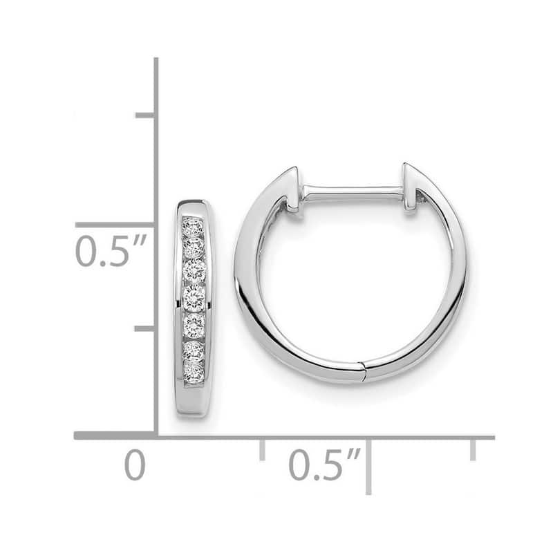 Curata 14k White Gold Diamond Hinged Hoop Earrings - 13x14mm Wide 2mm Thick