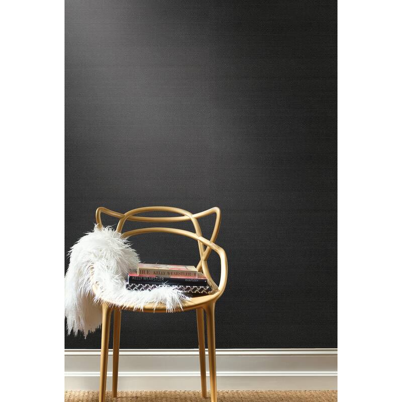 York Wallcoverings Sisal Grasscloth Black Wallpaper