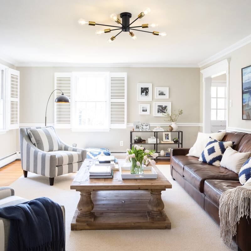 8-Light Modern Semi Flush Mount Sputnik Ceiling Light for Kitchen Bedroom Dining Room