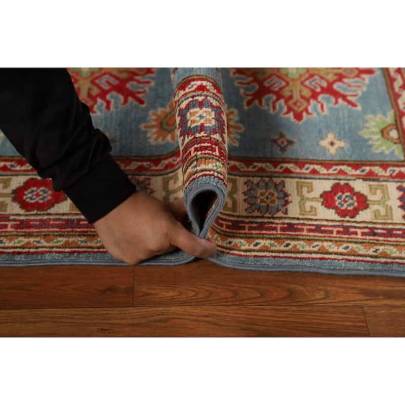 Light Blue Kazak Foyer Rug Handmade Wool Carpet - 2'7"x 3'10"