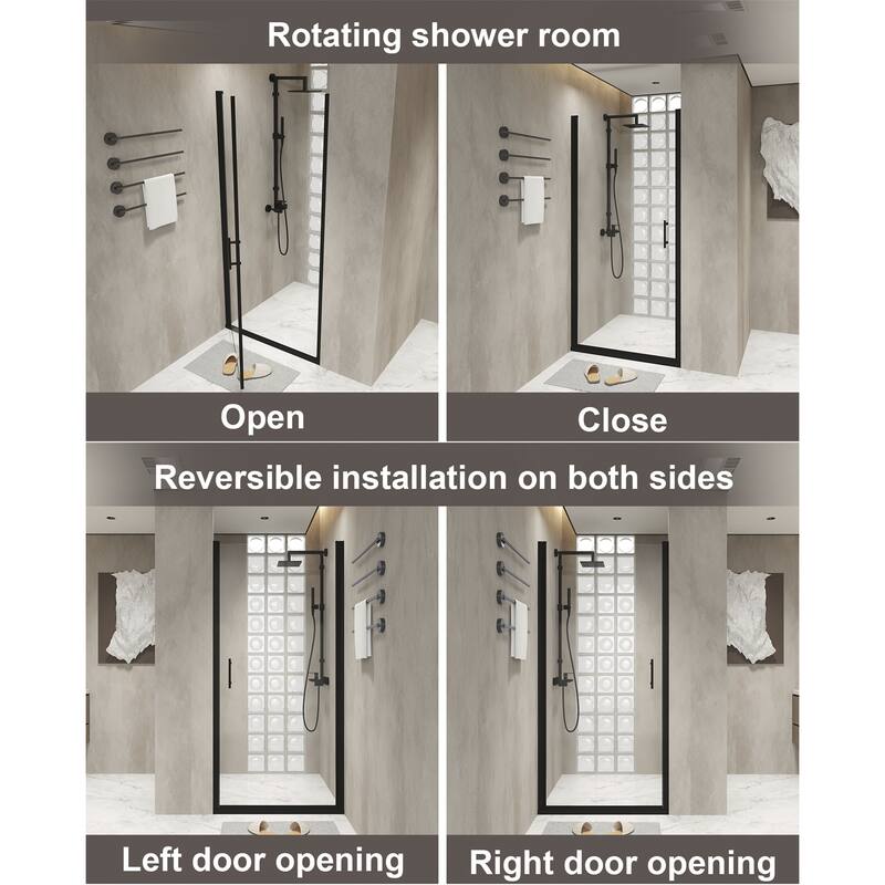 28x72 Inch Half Frame Pivot Shower Door