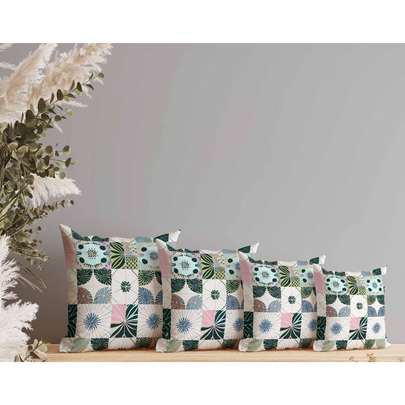 Zellige Dreamscapes Faux Suede Reversible Throw Pillow Green and Pink