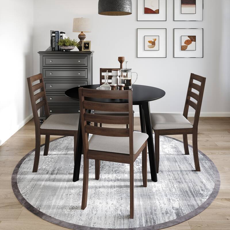 CraftPorch Timeless 4-Piece Chair and Round Table Wooden Dining Set