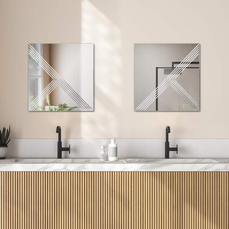 Adoree V Grooved Square Mirror - 20H X 20W X 1D