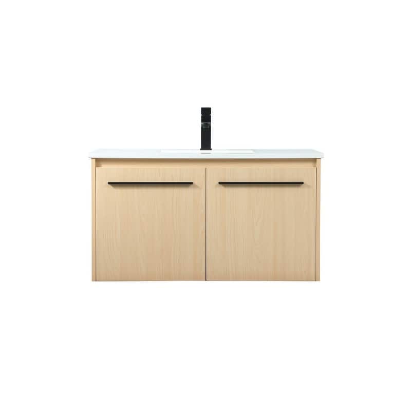 Elegant Lighting VF44536M Penn 36" Wall Mounted Single Basin Vanity - Maple - Maple Finish