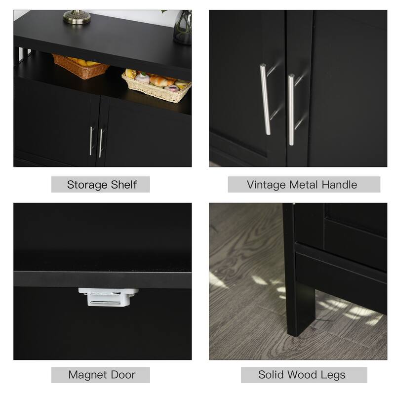 HOMCOM Kitchen Console Table, Buffet Sideboard, Wooden Storage Table with 2-Level Cabinet and Open Space