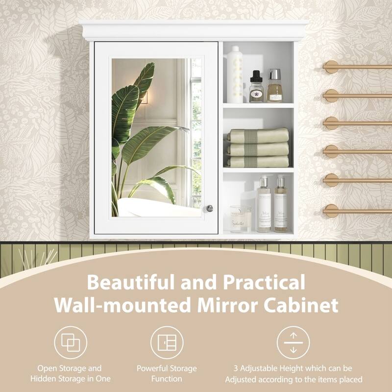 30'' x 28'' Wall Mounted White Bathroom Medicine Cabinet with Mirror